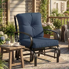 Outsunny Sedia a Dondolo da Esterno, Dondolo da Giardino con Cuscini, Struttura in Acciaio, Braccioli Curvi, Blu Scuro