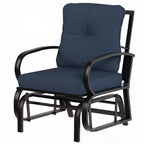 Outsunny Sedia a Dondolo da Esterno, Dondolo da Giardino con Cuscini, Struttura in Acciaio, Braccioli Curvi, Blu Scuro