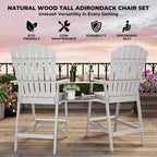 Tall Adirondack Chair Set of 2, Wood Bar Height Adirondack Chairs with Connecting Tray & Umbrella Hole, Double Balcony Chairs for Balcony, Deck