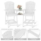 Tall Adirondack Chair Set of 2, Wood Bar Height Adirondack Chairs with Connecting Tray & Umbrella Hole, Double Balcony Chairs for Balcony, Deck