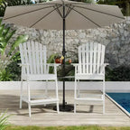 Tall Adirondack Chair Set of 2, Wood Bar Height Adirondack Chairs with Connecting Tray & Umbrella Hole, Double Balcony Chairs for Balcony, Deck