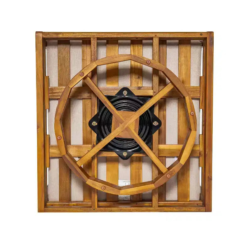 ModernLuxe Sedia lounge girevole a 360° da esterno, struttura in legno di acacia finitura teak con cuscino beige, sedia da patio resistente alle intemperie