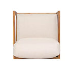 ModernLuxe Sedia lounge girevole a 360° da esterno, struttura in legno di acacia finitura teak con cuscino beige, sedia da patio resistente alle intemperie