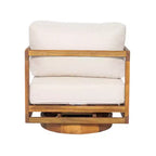 ModernLuxe Sedia lounge girevole a 360° da esterno, struttura in legno di acacia finitura teak con cuscino beige, sedia da patio resistente alle intemperie