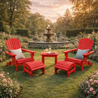 Folding Large Size Adirondack Chair Pine Wood with Ottoman and End Table