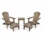 Folding Large Size Adirondack Chair Pine Wood with Ottoman and End Table