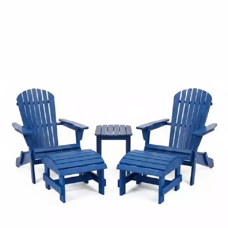 Sedia Adirondack Pieghevole di Grandi Dimensioni in Legno di Pino con Ottomana e Tavolino Laterale