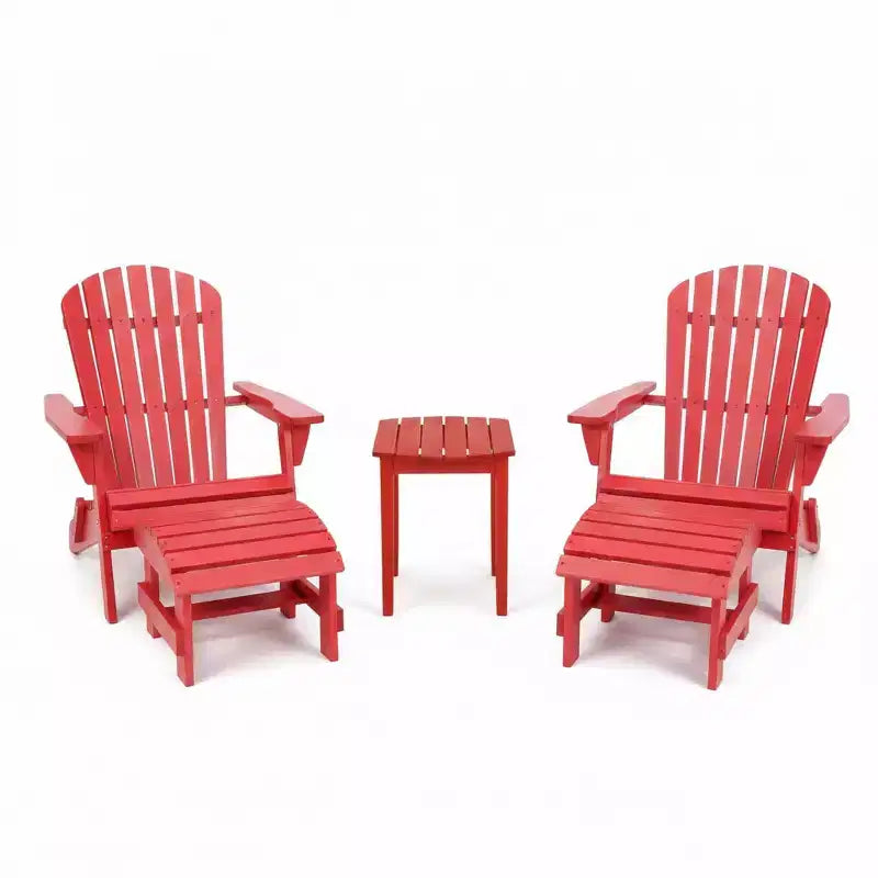 Sedia Adirondack Pieghevole di Grandi Dimensioni in Legno di Pino con Ottomana e Tavolino Laterale