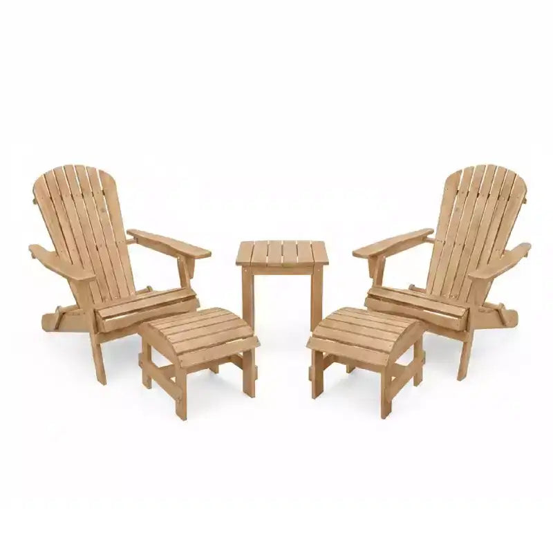 Sedia Adirondack Pieghevole di Grandi Dimensioni in Legno di Pino con Ottomana e Tavolino Laterale