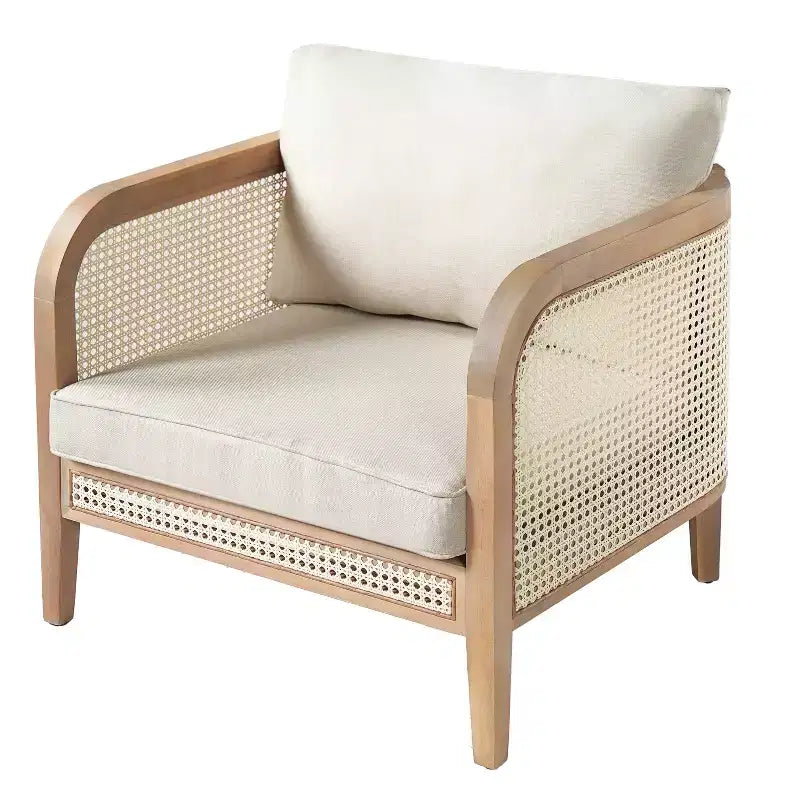 Poltrona da esterno / Divanetto da patio imbottito, Poltroncina da club da patio Poltrona relax con cuscino beige - ModernLuxe