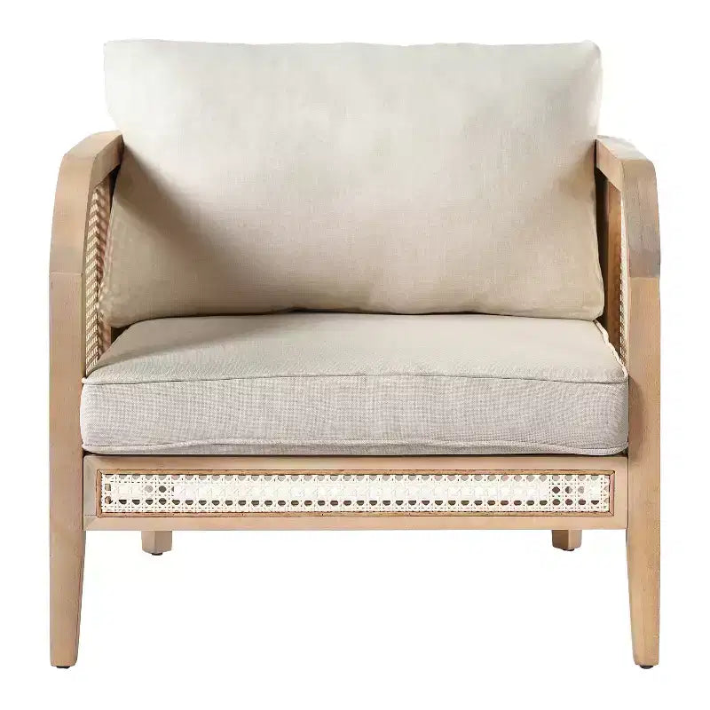 Poltrona da esterno / Divanetto da patio imbottito, Poltroncina da club da patio Poltrona relax con cuscino beige - ModernLuxe