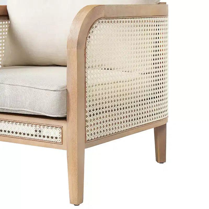 Poltrona da esterno / Divanetto da patio imbottito, Poltroncina da club da patio Poltrona relax con cuscino beige - ModernLuxe
