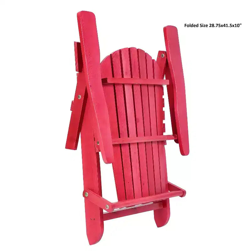 Grand Collection Folding Large Size Adirondack Chair Pine Wood, Red