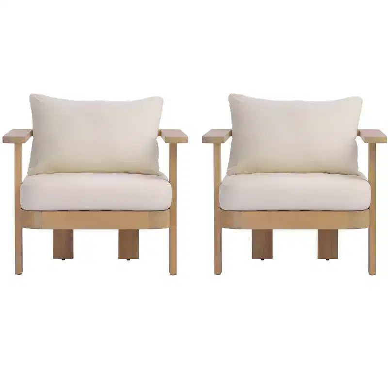 Poltrona da esterno GDFStudio Mavis in legno di acacia con cuscino e design a doghe