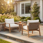 GDFStudio Danny Modern Outdoor Acacia Wood & Rope Weave Club Chair With Cushion