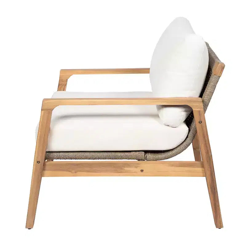 GDFStudio Danny Modern Outdoor Acacia Wood & Rope Weave Club Chair With Cushion