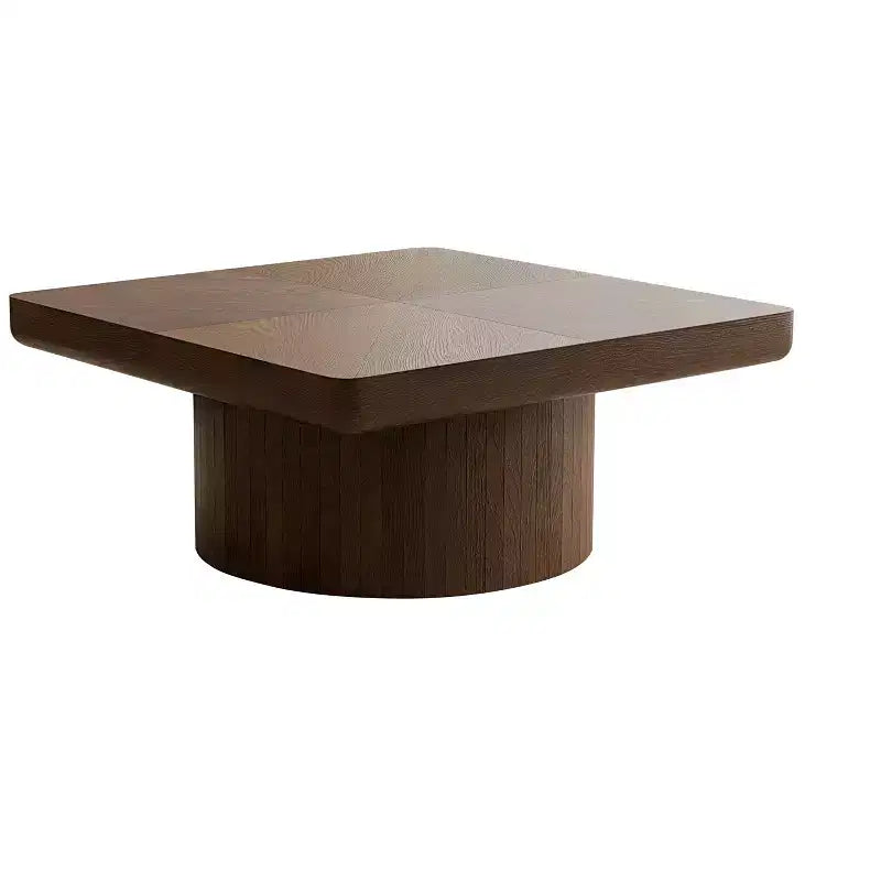 Square Coffee Table for Living Room, Wood Veneer Top with Parquet Pattern, Walnut