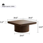Square Coffee Table for Living Room, Wood Veneer Top with Parquet Pattern, Walnut