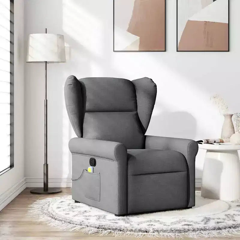 vidaXL Massage Recliner Chair Dark Grey Fabric