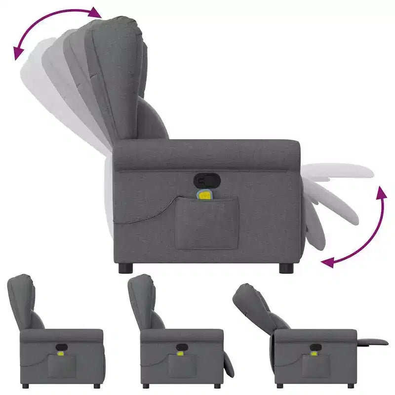 vidaXL Massage Recliner Chair Dark Grey Fabric