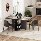 Tavolo da Pranzo Pieghevole su Ruote con 2 Ripiani Portaoggetti e Piano a Ribalta, 6 Ruote Bloccabili, Venatura del Legno Chiaro