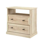 Transitional 2 Drawer Nightstand White Oak - Walker Edison