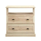 Transitional 2 Drawer Nightstand White Oak - Walker Edison