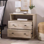 Transitional 2 Drawer Nightstand White Oak - Walker Edison