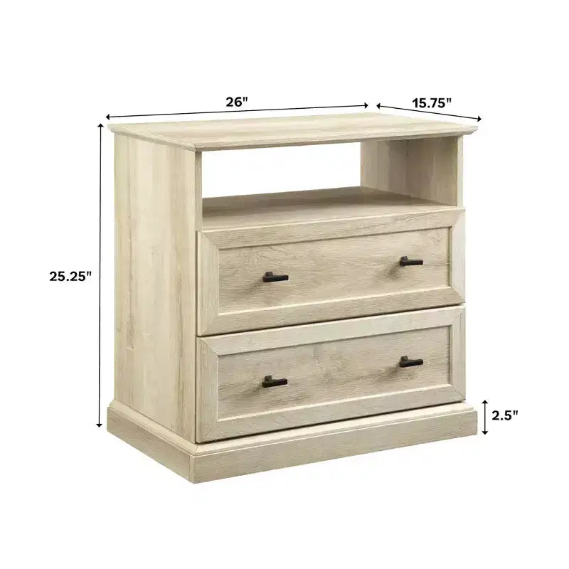 Transitional 2 Drawer Nightstand White Oak - Walker Edison