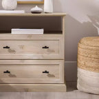 Transitional 2 Drawer Nightstand White Oak - Walker Edison