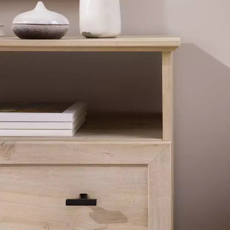Transitional 2 Drawer Nightstand White Oak - Walker Edison