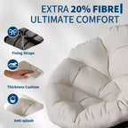 Sedia Papasan Girevole a 360° con Cuscino Extra Spesso, Sedia a Sdraio Rotonda Ergonomica in Rattan con Telaio in Acciaio Resistente per Patio Interno ed Esterno