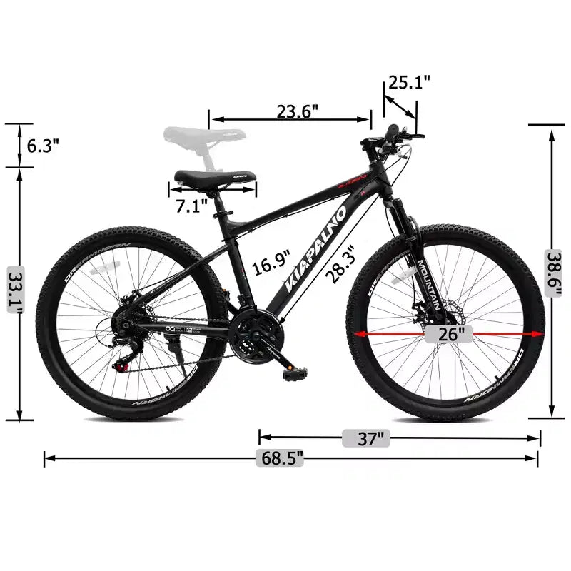 Mountain bike GDFStudio Trailcrest da 26 pollici per tutti i terreni, 21 velocità, con sospensione anteriore
