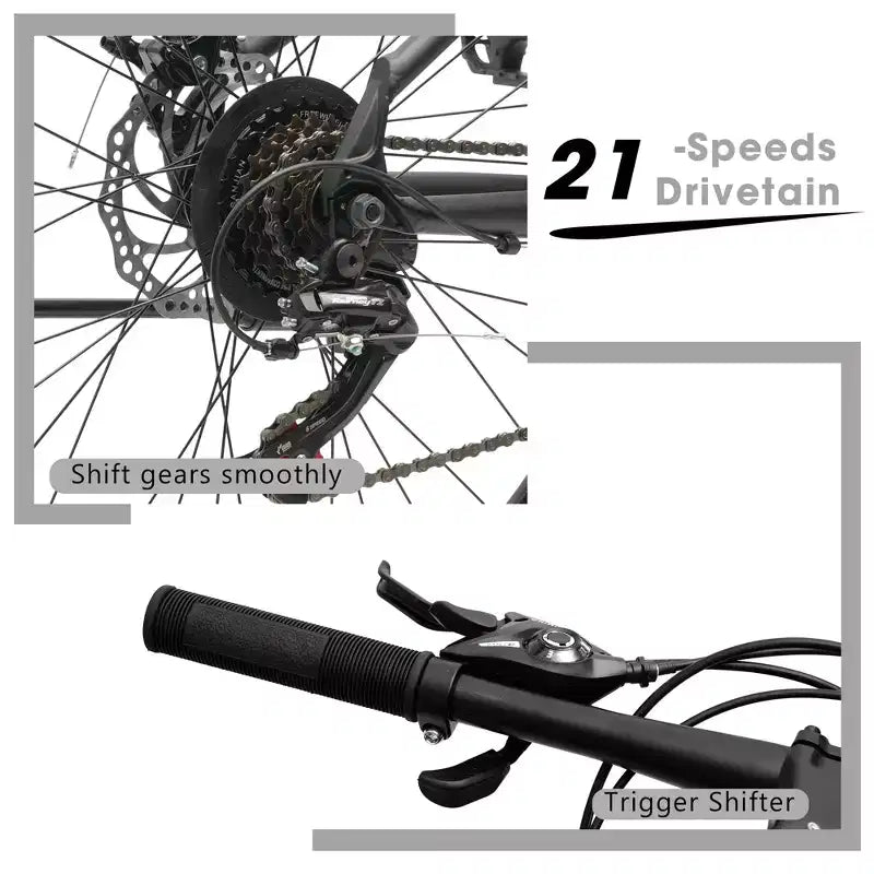 Mountain bike GDFStudio Trailcrest da 26 pollici per tutti i terreni, 21 velocità, con sospensione anteriore
