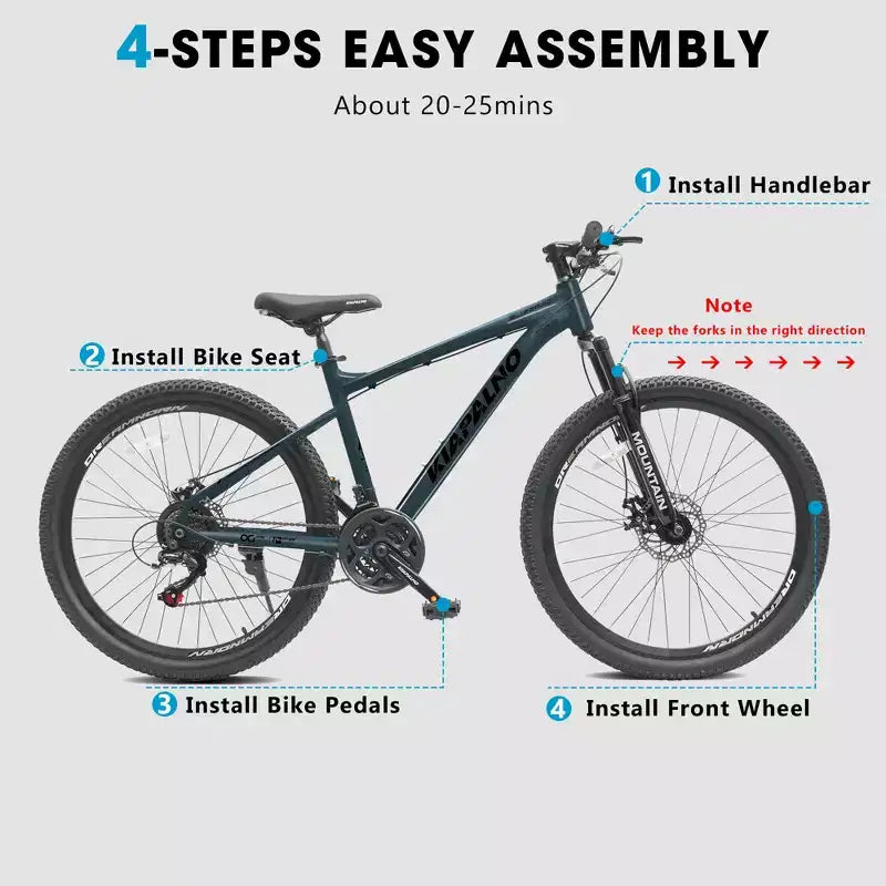 Mountain bike GDFStudio Trailcrest da 26 pollici per tutti i terreni, 21 velocità, con sospensione anteriore