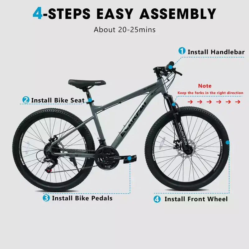 Mountain bike GDFStudio Trailcrest da 26 pollici per tutti i terreni, 21 velocità, con sospensione anteriore