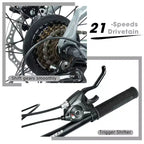 Mountain bike GDFStudio Trailcrest da 26 pollici per tutti i terreni, 21 velocità, con sospensione anteriore