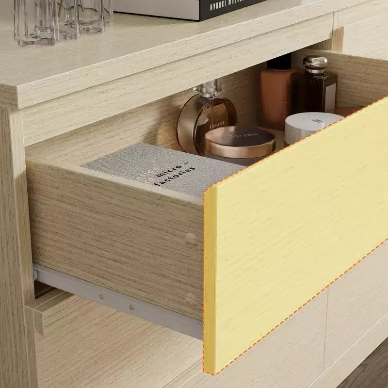 Cassettiera doppia Qwatto a 6 cassetti, comò moderno, organizer per camera da letto con cassetti profondi per soggiorno e armadio, faggio naturale