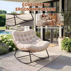 Heavy-Duty Metal Frame Rocking Chair with Thick Cushion, Support 450 Lbs Rocking Motion,Water-Resistant, Single Arc Leg for Patio,Garden,Living Room