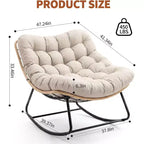 Heavy-Duty Metal Frame Rocking Chair with Thick Cushion, Support 450 Lbs Rocking Motion,Water-Resistant, Single Arc Leg for Patio,Garden,Living Room