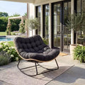 Heavy-Duty Metal Frame Rocking Chair with Thick Cushion, Support 450 Lbs Rocking Motion,Water-Resistant, Single Arc Leg for Patio,Garden,Living Room
