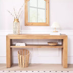 GDFStudio Oakmere Farmhouse Wood Console Table with Storage Shelf