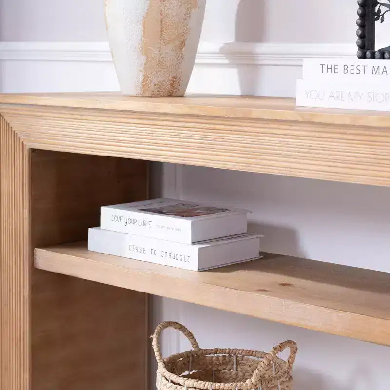 GDFStudio Oakmere Farmhouse Wood Console Table with Storage Shelf