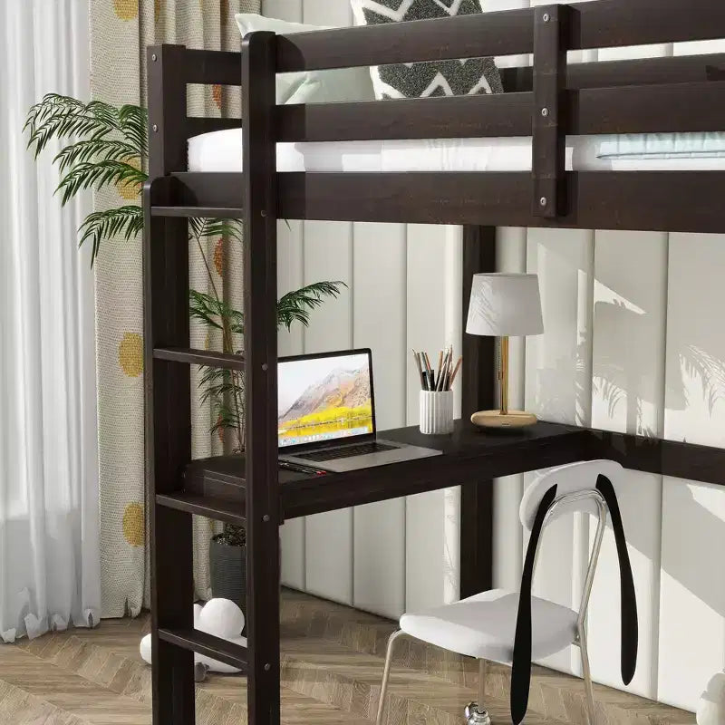 MAYEERTY Letto a soppalco King con spazio sotto il letto per riporre oggetti, in metallo resistente e salvaspazio
