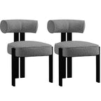 for Kitchen, Dining & Living Room Set of 2 Upholstered Dining Chairs, Modern Plush Boucle Chairs, with Curved Back & Rubber Wood Legs
