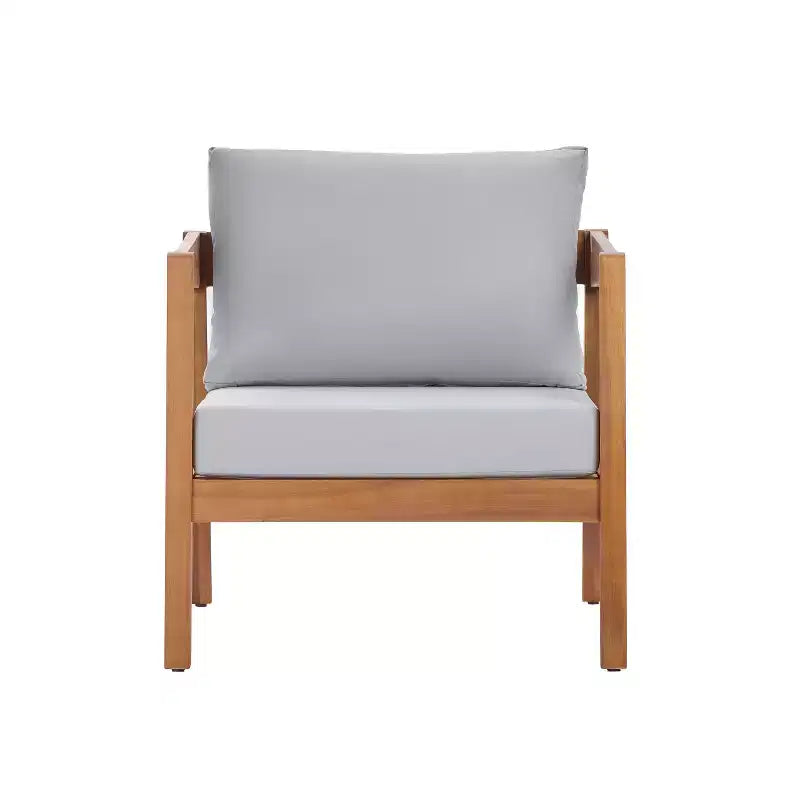 ModernLuxe Sedia da Salotto da Esterno in Legno di Acacia con Cuscino, Poltrona Club Resistente alle Intemperie per Giardino/Patio