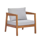 ModernLuxe Sedia da Salotto da Esterno in Legno di Acacia con Cuscino, Poltrona Club Resistente alle Intemperie per Giardino/Patio
