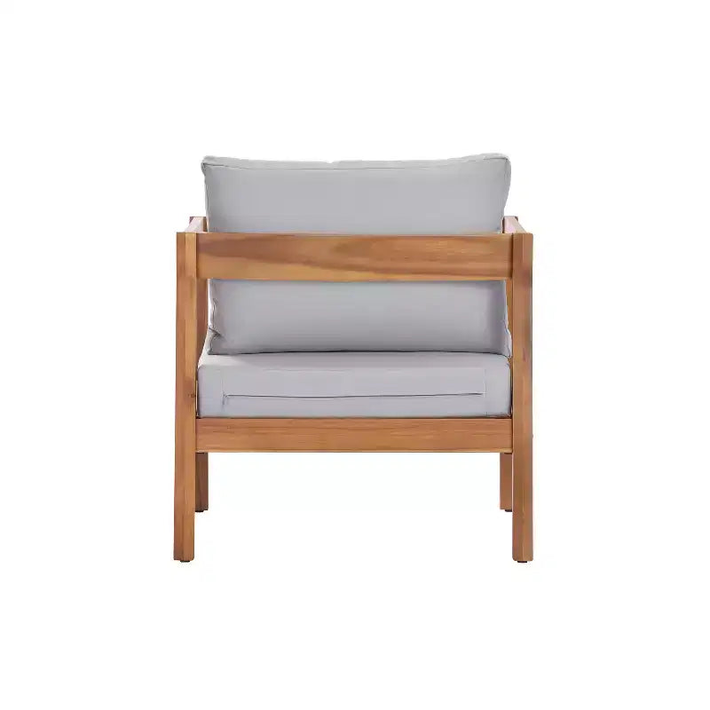 ModernLuxe Sedia da Salotto da Esterno in Legno di Acacia con Cuscino, Poltrona Club Resistente alle Intemperie per Giardino/Patio