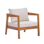 ModernLuxe Sedia da Salotto da Esterno in Legno di Acacia con Cuscino, Poltrona Club Resistente alle Intemperie per Giardino/Patio