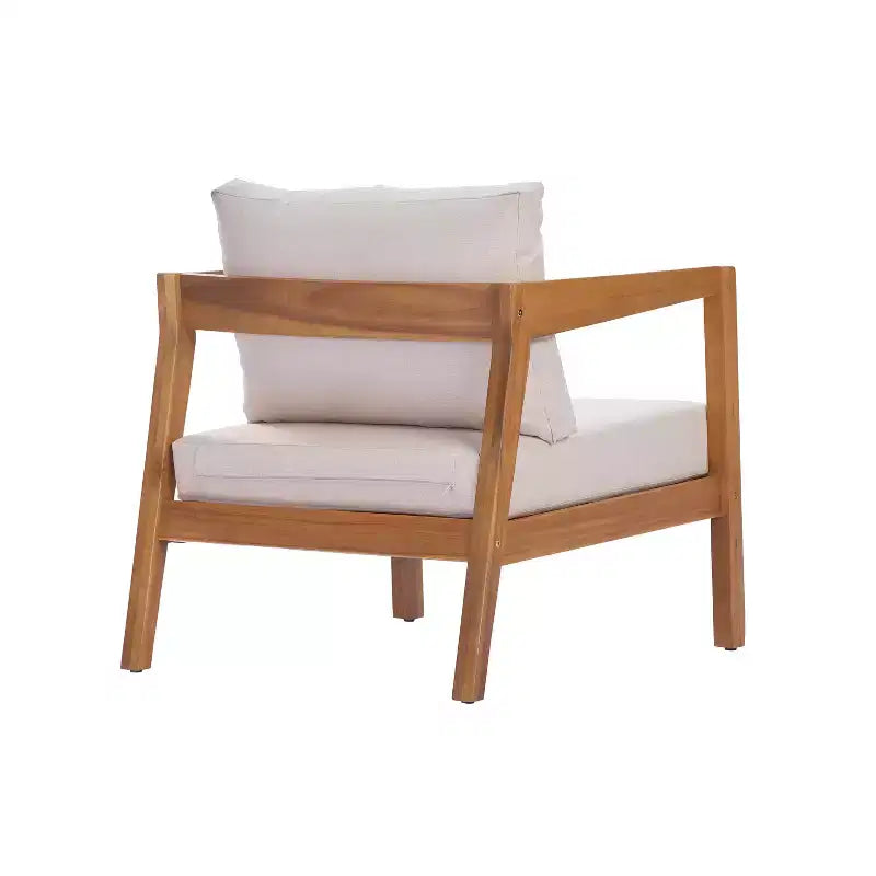 ModernLuxe Sedia da Salotto da Esterno in Legno di Acacia con Cuscino, Poltrona Club Resistente alle Intemperie per Giardino/Patio